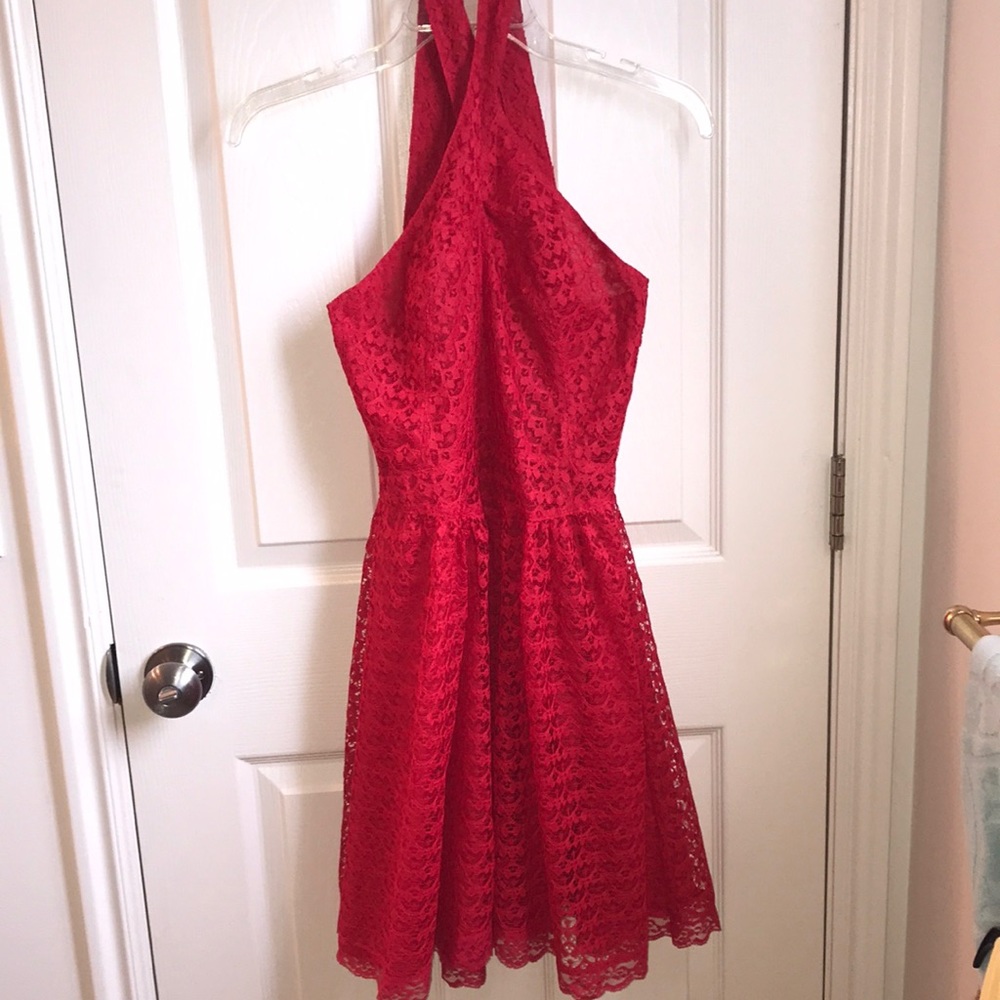 Never worn red dress with cross front